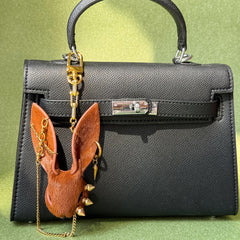 Vintage Brown Horsehair Bunny Bag Charm — product photograph 12