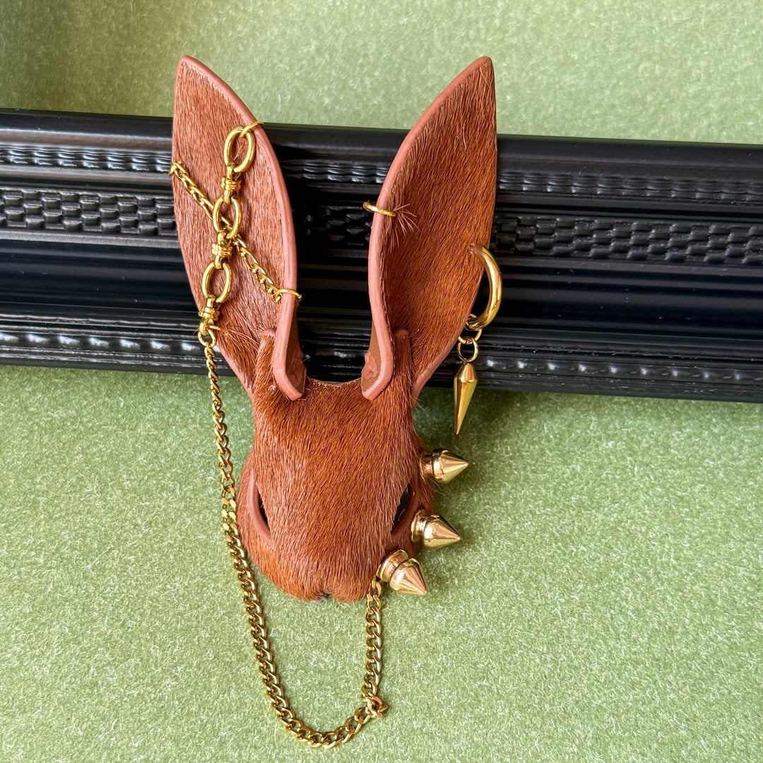 Vintage Brown Horsehair Bunny Bag Charm — product photograph 14