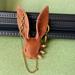 Vintage Brown Horsehair Bunny Bag Charm — product photograph 14