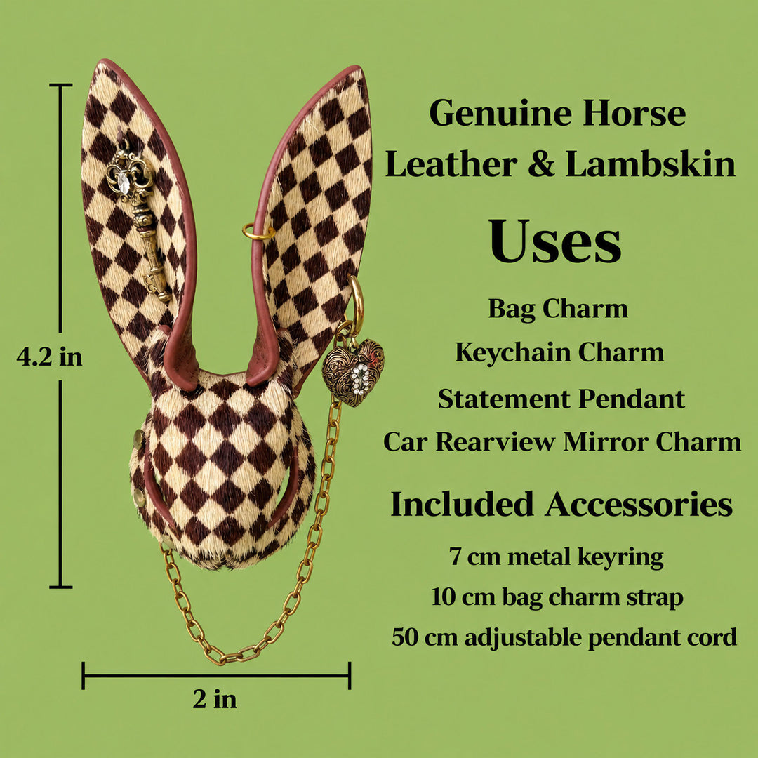Wonderland Checkered Leather Bunny Bag Charm — product photograph 7