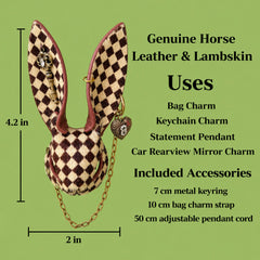 Wonderland Checkered Leather Bunny Bag Charm — product photograph 7