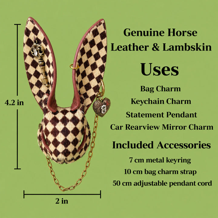 Wonderland Checkered Leather Bunny Bag Charm — product photograph 7