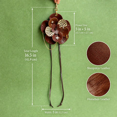 Vintage Brown Leather Flower Bag Charm — product photograph 5