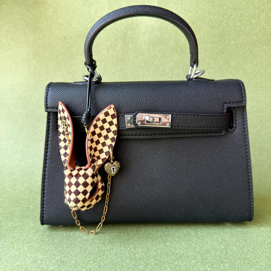 Wonderland Checkered Leather Bunny Bag Charm — product photograph 10