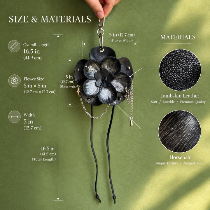 Gothic Horsehair Leather Flower Bag Charm — product photograph 4
