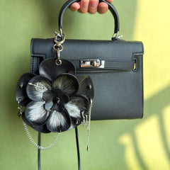 Gothic Horsehair Leather Flower Bag Charm — product photograph 2
