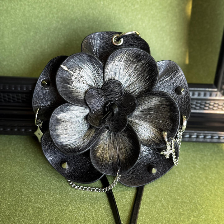 Gothic Horsehair Leather Flower Bag Charm — product photograph 8