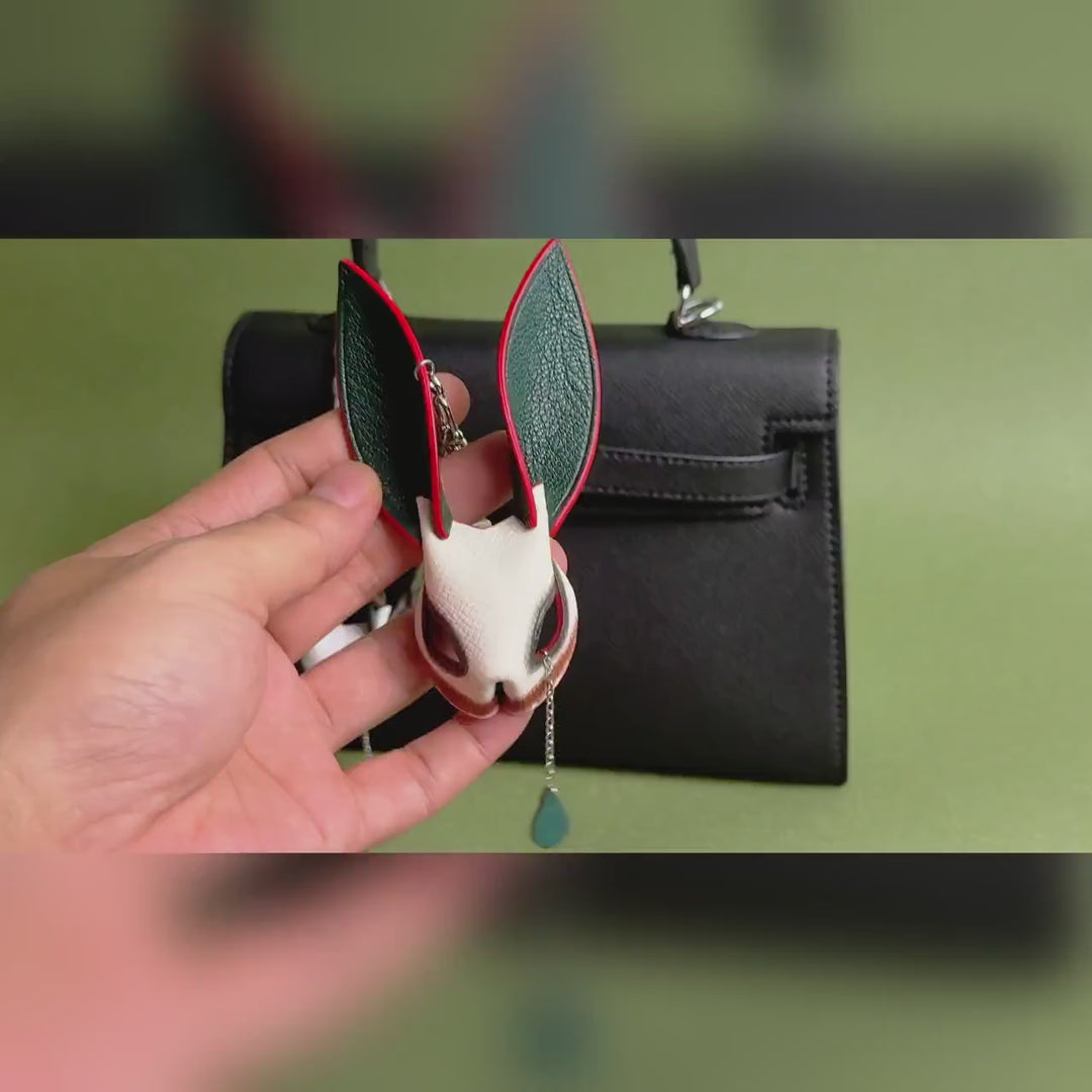 Hand-Painted Clown Bunny Bag Charm