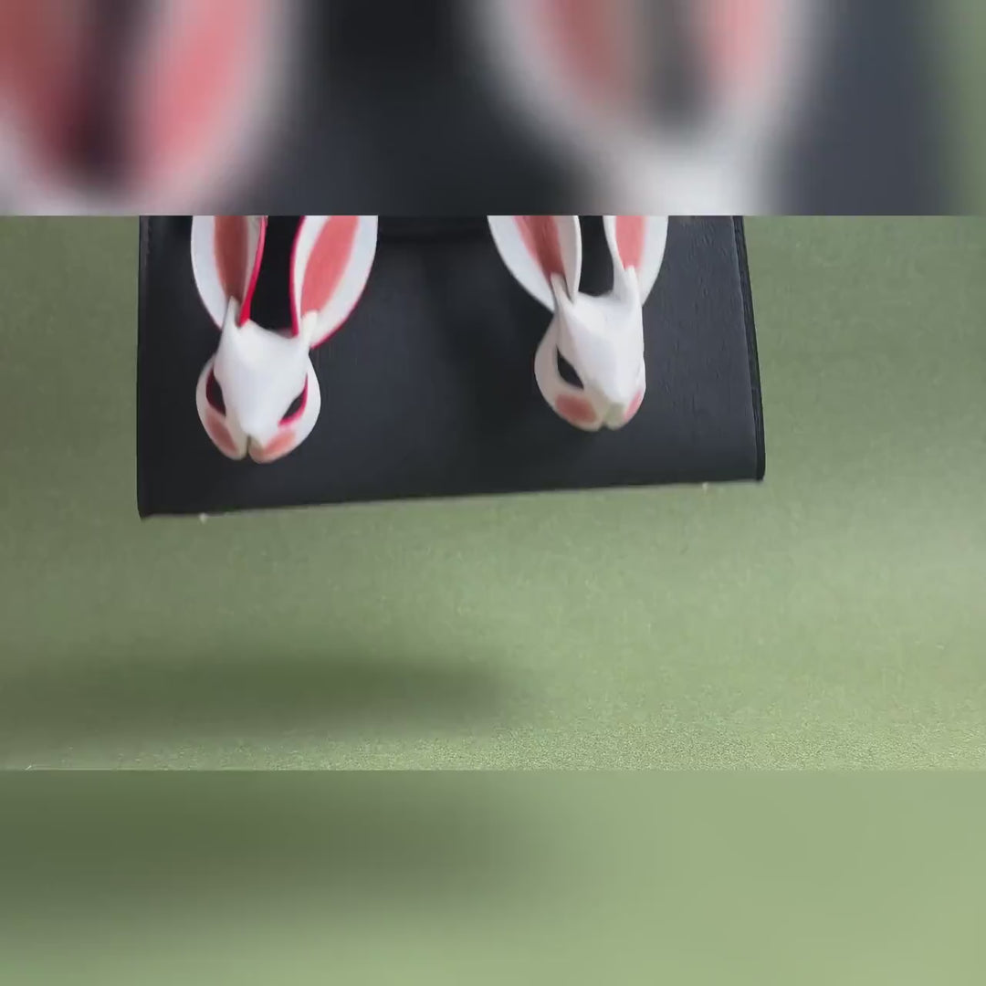 Pink & Red Ear Lambskin Bunny Bag Charm