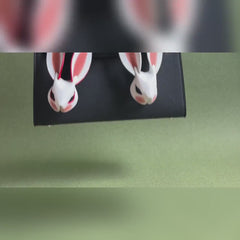 Pink & Red Ear Lambskin Bunny Bag Charm