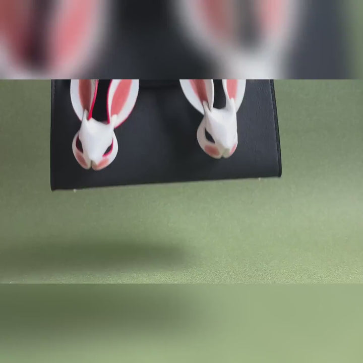 Pink & Red Ear Lambskin Bunny Bag Charm