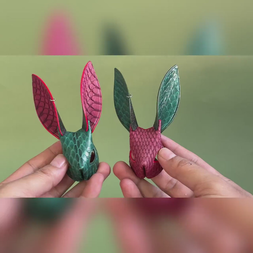 Colorblock Snakeskin Bunny Bag Charm