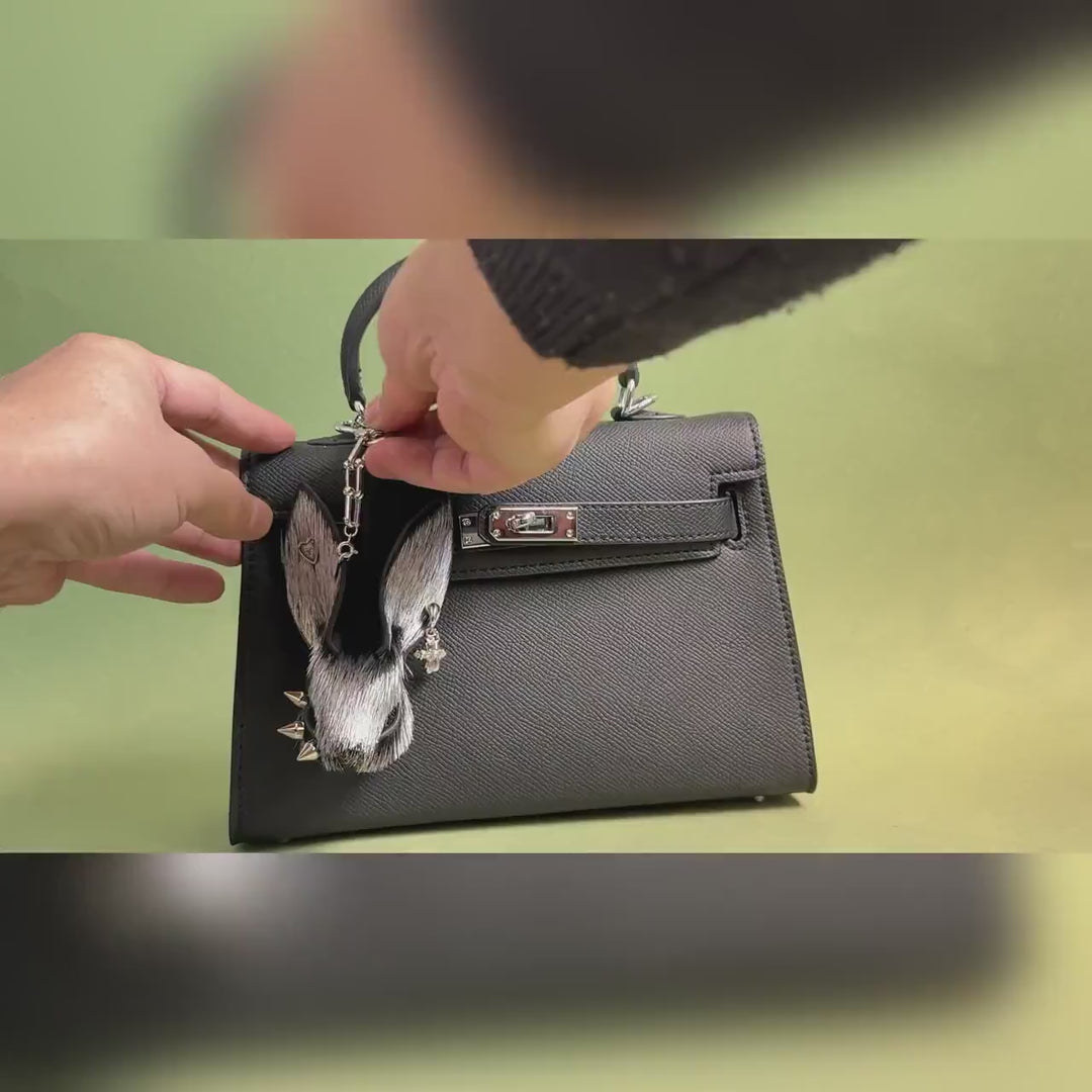 Silver Horsehair Bunny Bag Charm