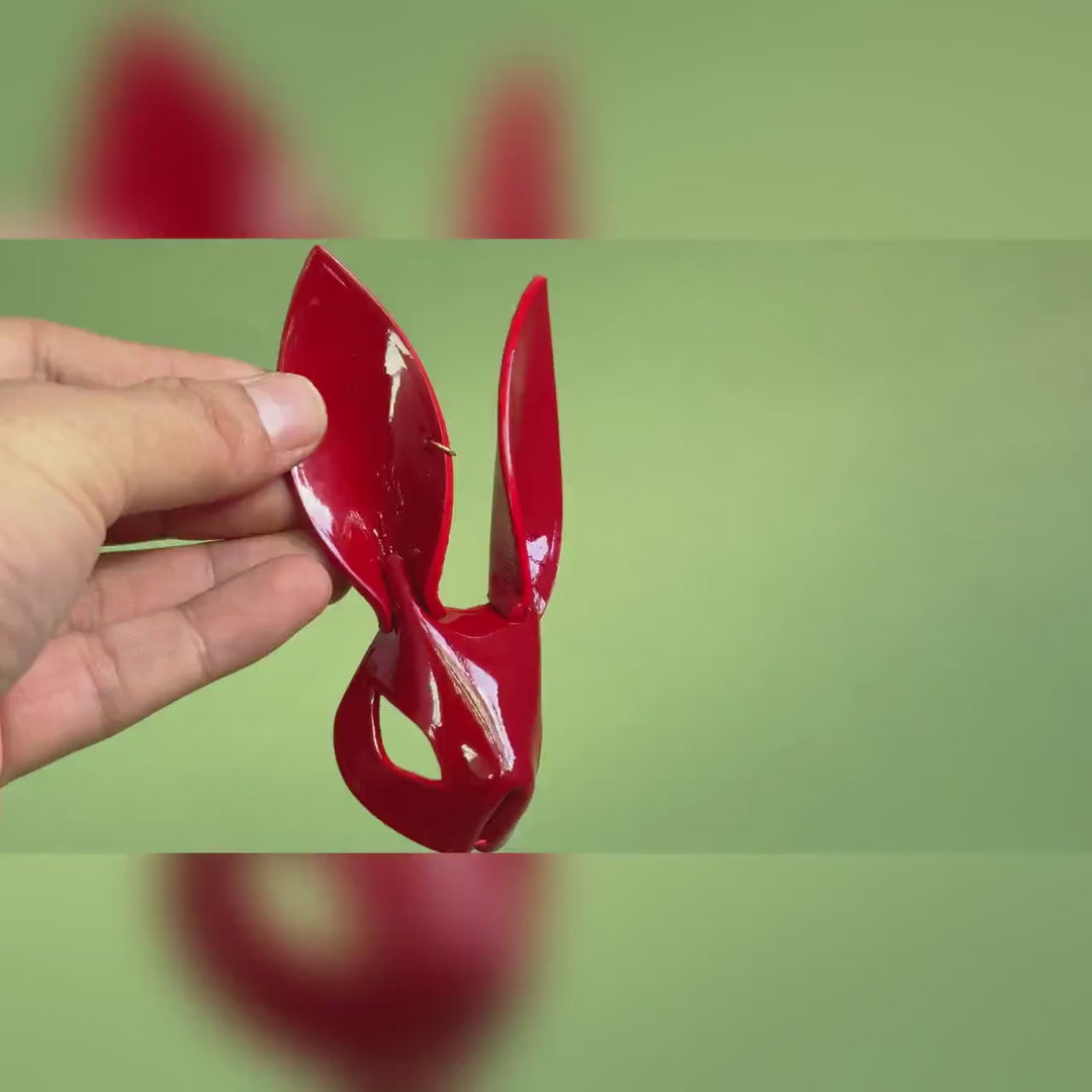 Custom Red Lambskin Bunny Bag Charm
