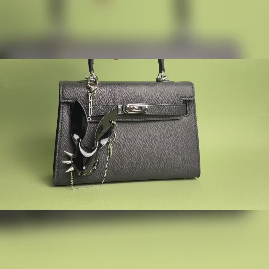 Black Lacquered Lambskin Bunny Bag Charm