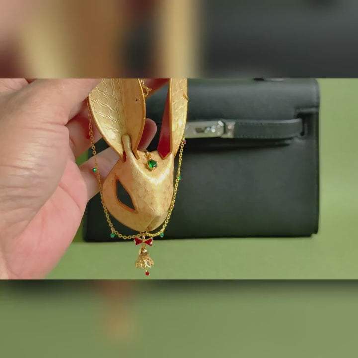 Christmas Bunny Snakeskin Bag Charm